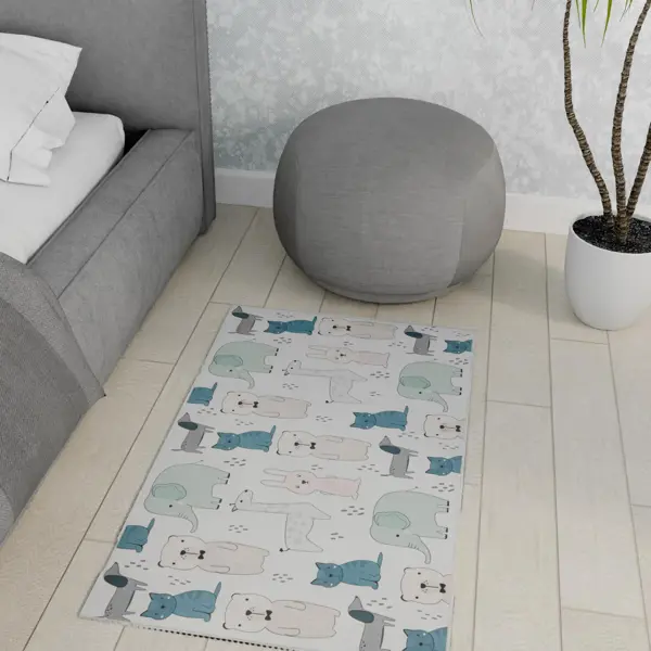 Коврик декоративный хлопок Животные 60x100 см