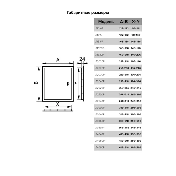 Люк ревизионный 122x122 с ручкой