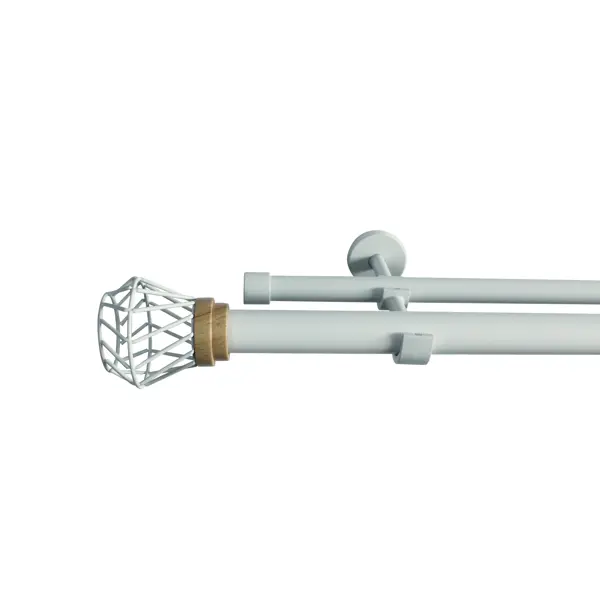 Настенный карниз раздвижной двухрядный Tulis d25/28 200-360 см металл цвет белый