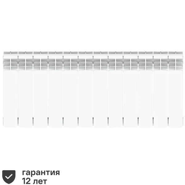 Радиатор секционный Equation Aluminium 350/90 12 секций боковое подключение алюминий белый