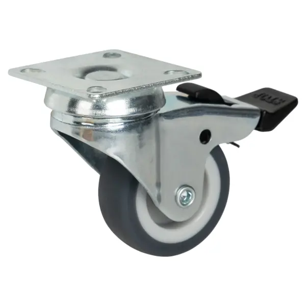 Мебельный ролик поворотный с тормозом для твердого пола 50 мм до 40 кг цвет серый