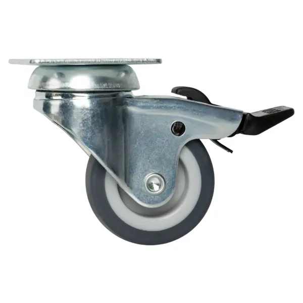 Мебельный ролик поворотный с тормозом для твердого пола 50 мм до 40 кг цвет серый