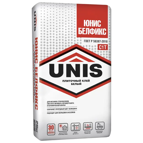 Клей для плитки и камня C1T Unis Белфикс 25 кг