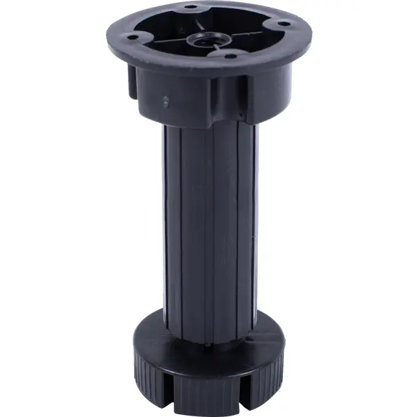 Ножка для мебели круглая высота 110-130 мм цвет черная 4 шт