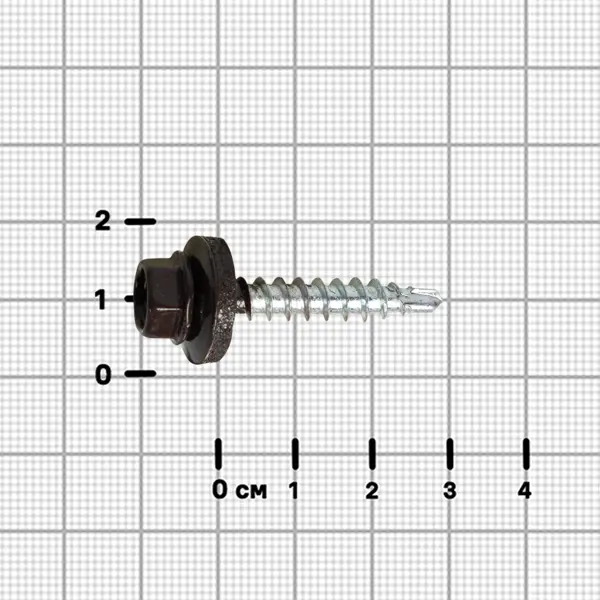 Саморезы кровельные по дереву DILWIS с пресс-шайбой со сверлом RAL 8017 4.8x29 мм 100 шт.