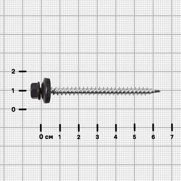 Саморезы кровельные по дереву Standers с пресс-шайбой RAL7024 4.8x64 6 шт.