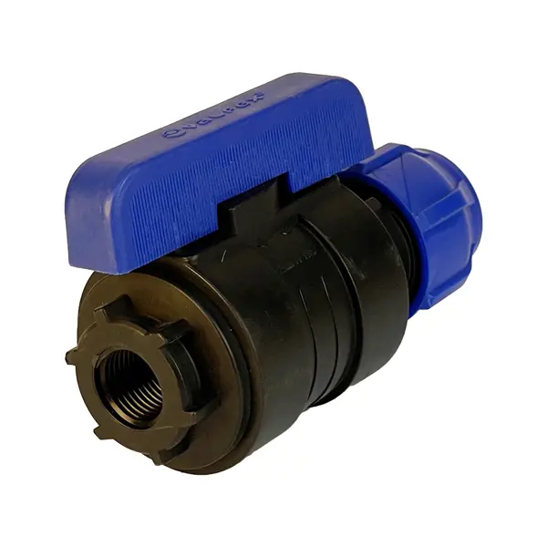 Кран шаровой прямой Valfex DN15 PN16 1/2"x25 ВР полипропилен ручка бабочка