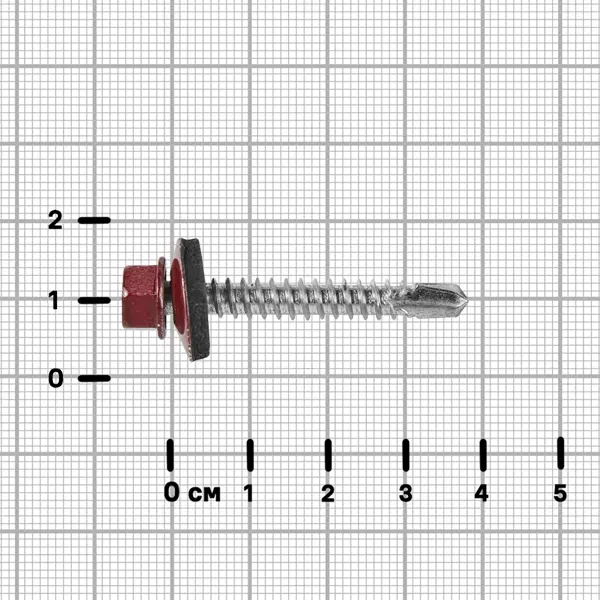 Саморезы кровельные по металлу Standers с пресс-шайбой RAL3005 5.5x38 70 шт.