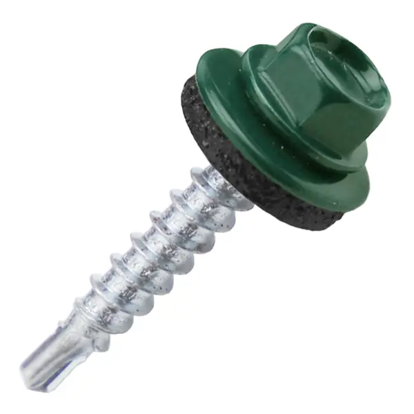 Саморезы кровельные по дереву DILWIS с пресс-шайбой со сверлом RAL 6005 4.8x29 мм 100 шт.