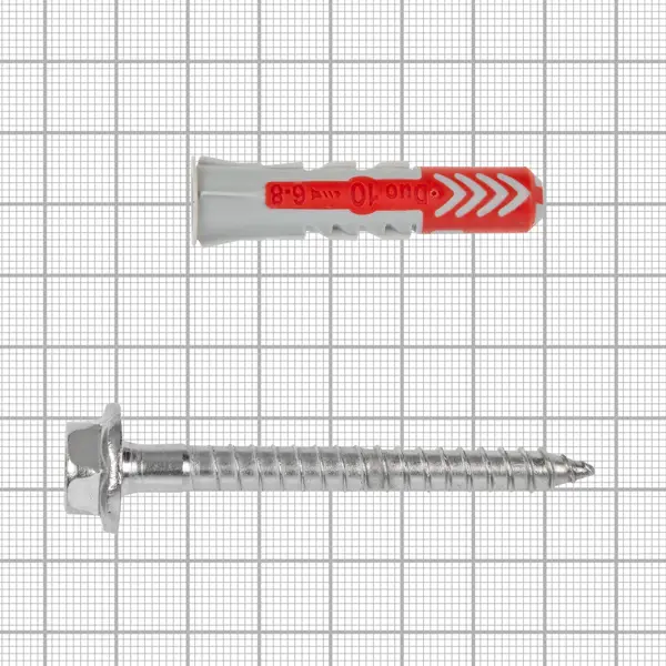 Дюбель с нержавеющим шурупом Duopower 10x50 мм, нейлон, 2 шт.