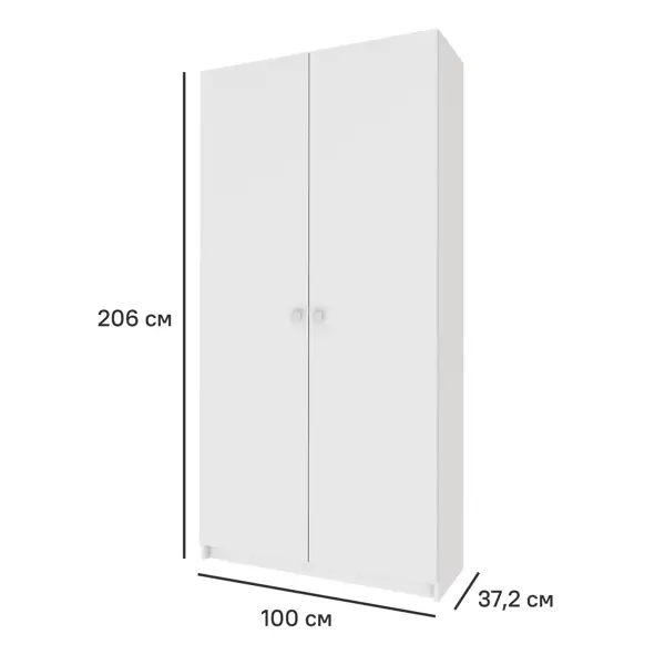 Шкаф распашной Турин Лайт с 2 дверями 100x200.6x37.2 см ЛДСП цвет белый