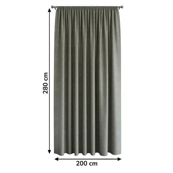 Штора на ленте Este 200x280 см цвет серо-зеленый