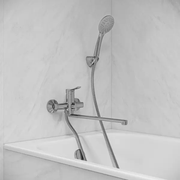 Смеситель для ванны Iddis Shape SHPSBL2i10 однорычажный с лейкой и шлангом цвет хром
