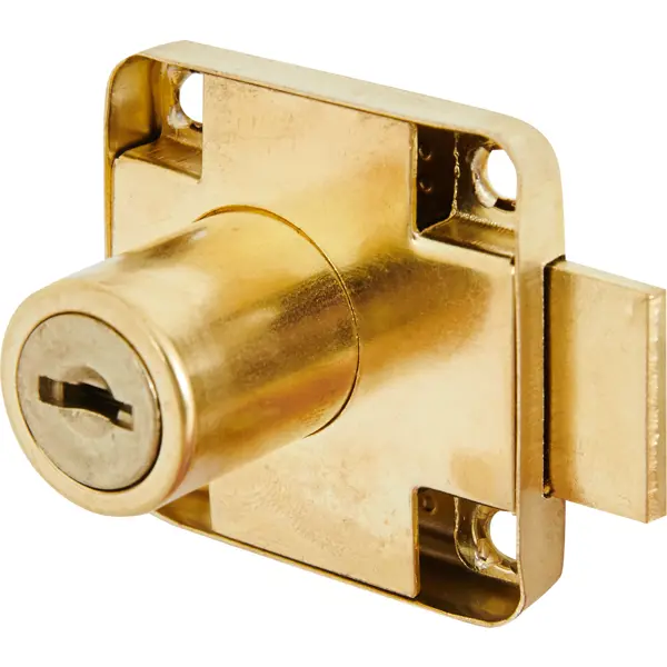 Замок мебельный врезной Z148GP.1/22 для мебельных ящиков, 38.8x40 мм, металл, цвет золото