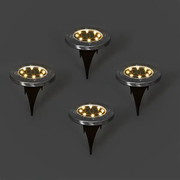 Светильник встраиваемый светодиодный KREAFORTA Coleen на солнечной батарее IP44 датчик освещенности цвет хром 4 шт