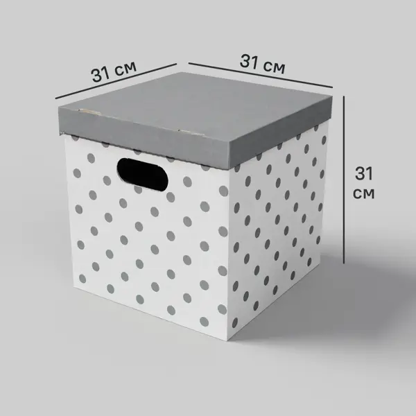 Коробка АПЕ 311G 31x31x31 см картон бело-серый