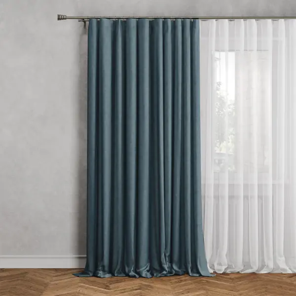 ЛЦ Штора на ленте Tegal 140x260 см цвет бирюзовый Fjord 0