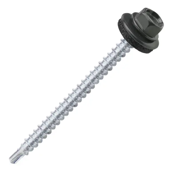 Саморезы кровельные по дереву DILWIS с пресс-шайбой со сверлом RAL 7024 4.8x64 мм 50 шт.