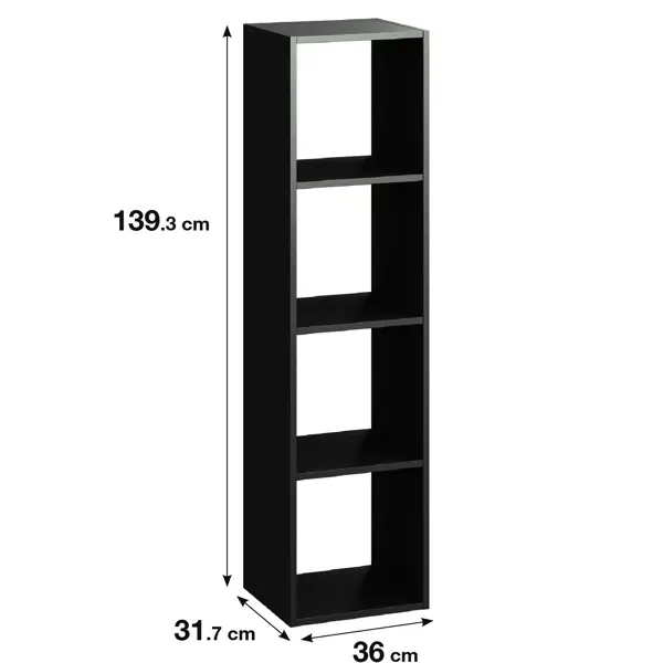 Стеллаж Spaceo KUB 4 секции 36x139x31.5 см ЛДСП цвет графит