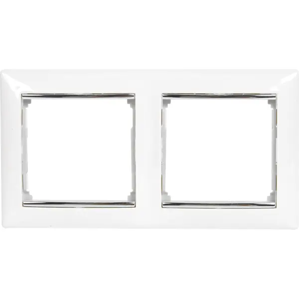 Рамка для розеток и выключателей Legrand Valena 2 поста, цвет белый/серый шёлк