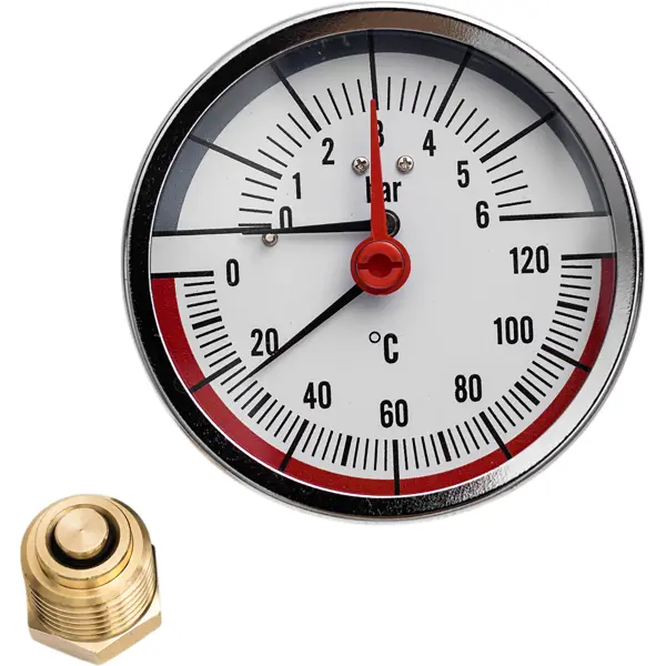 Термоманометр аксиальный 120 С 0.6 Мпа 1/2" 70 мм