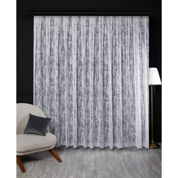 Тюль 1 м/п Жаккард сетка 290 см цвет белый