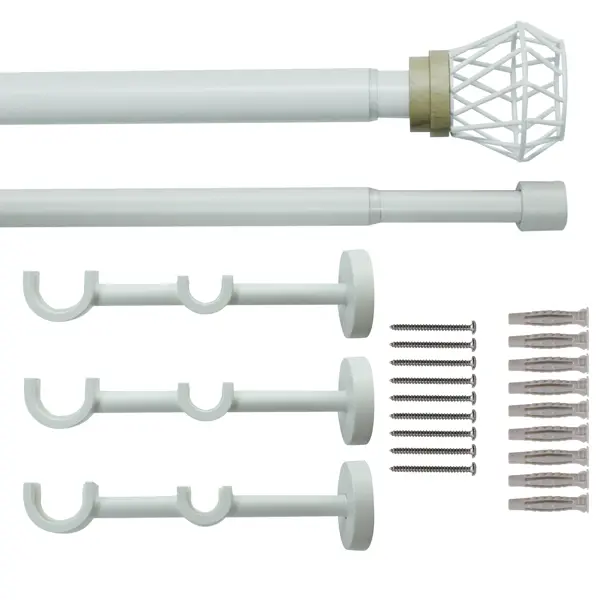 Настенный карниз раздвижной двухрядный Tulis d25/28 200-360 см металл цвет белый