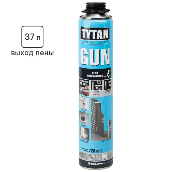 Пена монтажная профессиональная Tytan Gun 40 выход пены 40 л всесезонная 720 мл