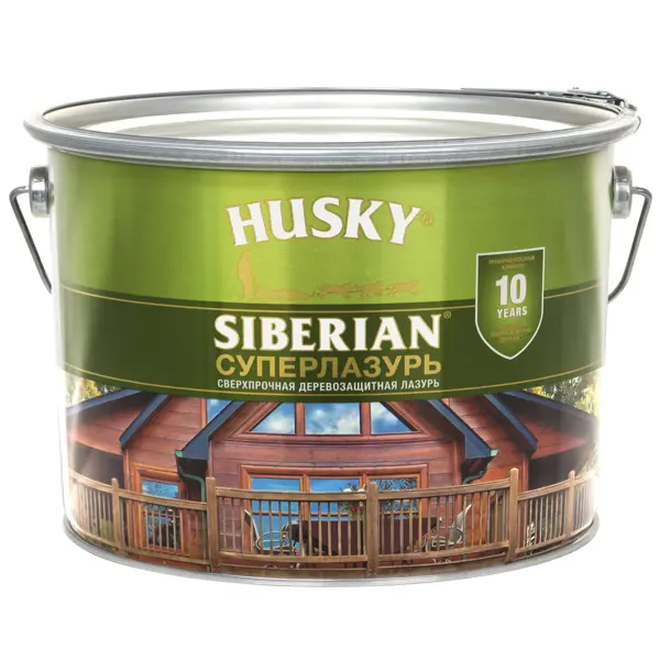 Лазурь для дерева Husky Siberian «Суперлазурь» полуглянцевая прозрачная 9 л