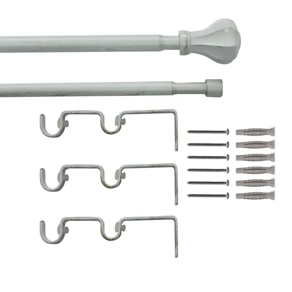 Карниз двухрядный раздвижной Inspire Pistyl d16/19 мм 160-300 см металл цвет белый