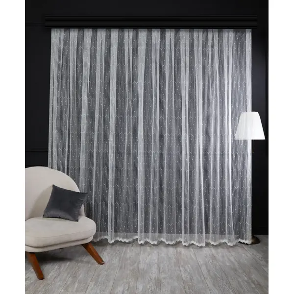 Тюль 1 м/п Пупырышки сетка 280 см цвет кремовый