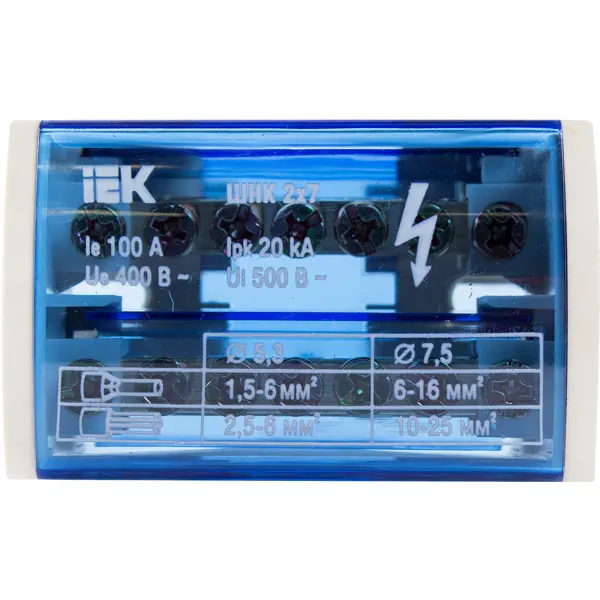 Шина нулевая на IEK Din-рейку в корпусе 2x7 групп