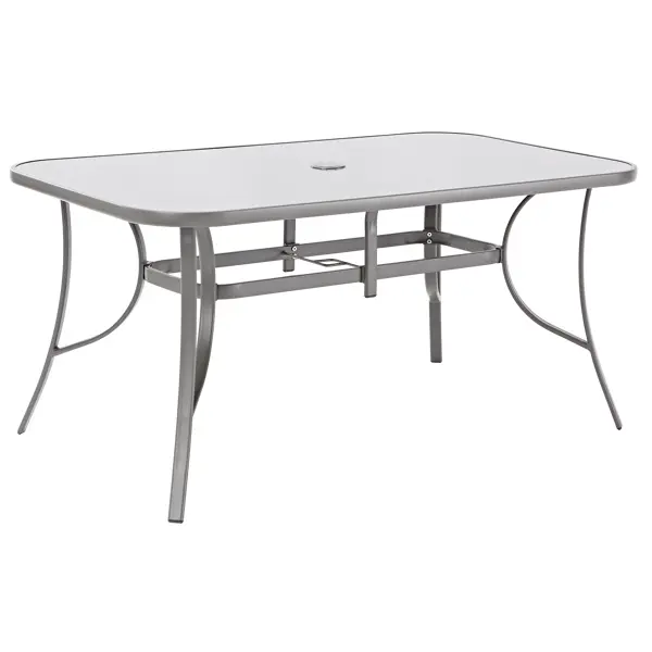 Стол садовый Alma 150x90x70 см сталь/стекло серый