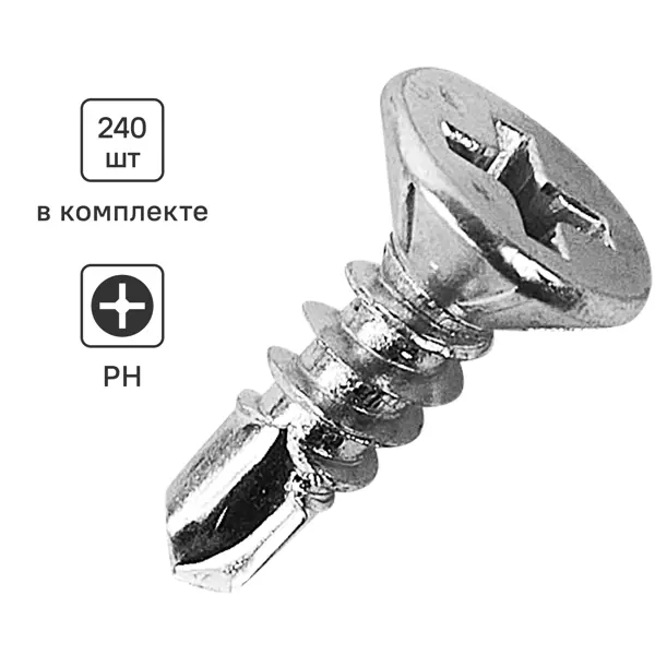 Саморезы для оконной фурнитуры потайные со сверлом 3.9x16 240 шт.