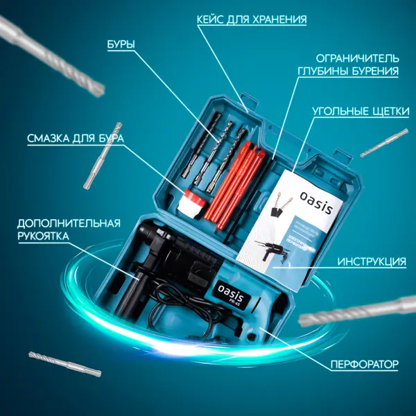 Перфоратор сетевой SDS-plus Oasis PR-65, 650 Вт, 2.8 Дж