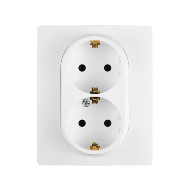 Розетка двойная с заземлением - Legrand Etika - без шторок в сборе 16А 250В винтовые зажимы - белый