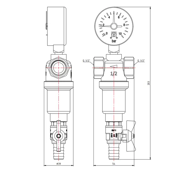 Фильтр промывной самоочищающийся 1/2" VT.389.N.04