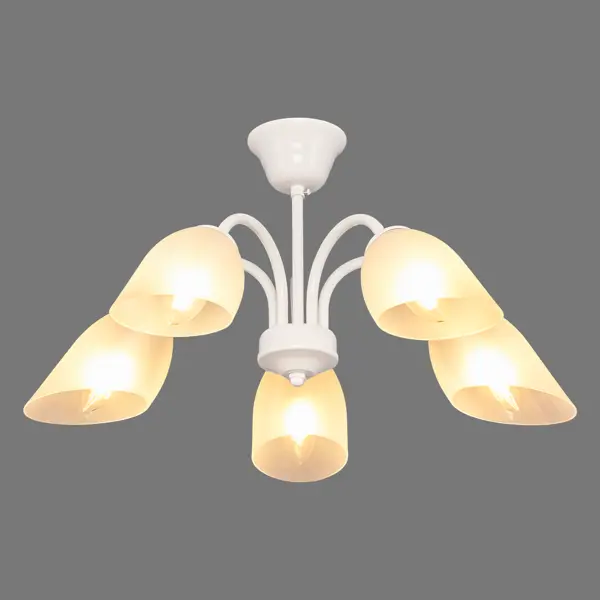 Люстра потолочная Vitaluce Альфа вайт 5 ламп 15м² Е14 цвет белый глянцевая