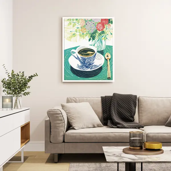 Картина в раме Postermarket Чашка кофе 40x50 см цвет разноцветный