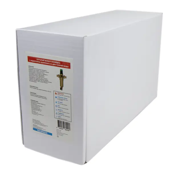 Промывной фильтр для ГВС Посейдон 3/4" НР 100 мкм с редуктором давления латунь 13621