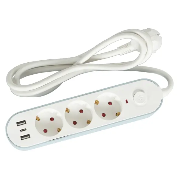Удлинитель бытовой Skybeam 3 розетки 1.5 м цвет белый