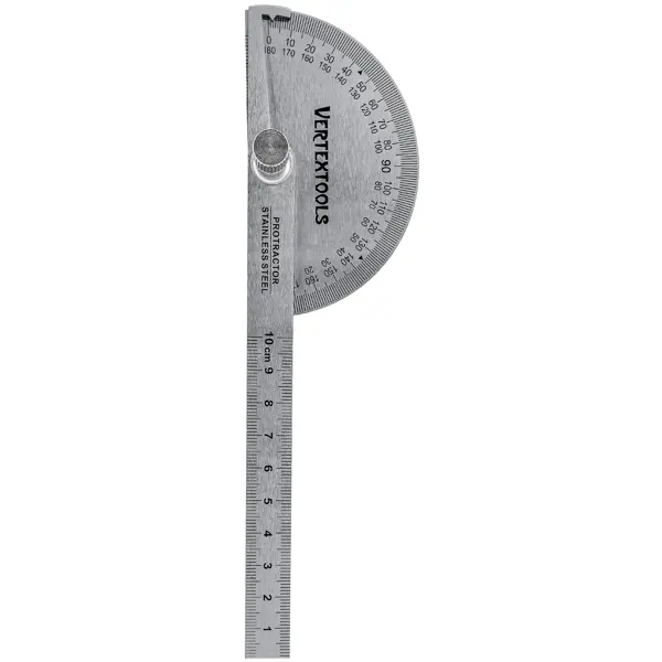 Линейка измерительная стальная с транспортиром Vertextools 3040-90-150 150 мм