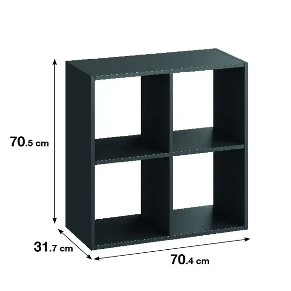 Стеллаж Spaceo KUB 4 секции 70x70x31.5 см ЛДСП цвет графит