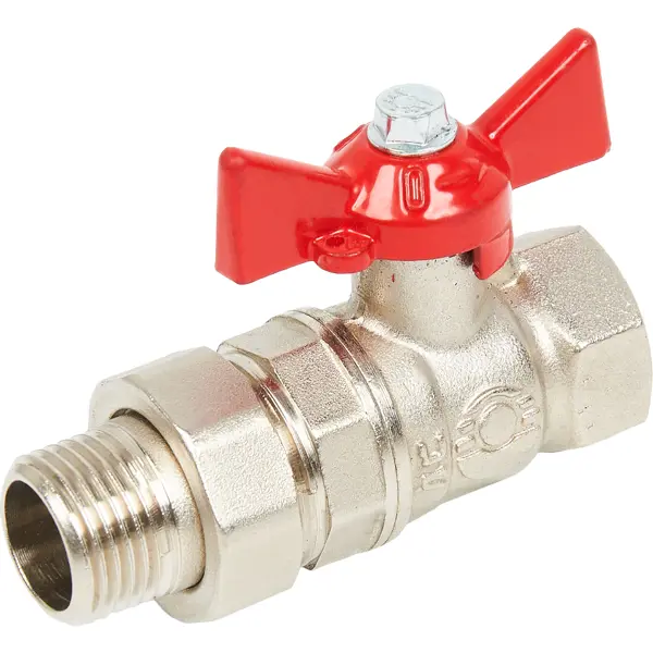 Кран шаровой с американкой прямой Valfex DN15 PN10 1/2" ВР/НР ручка бабочка латунь