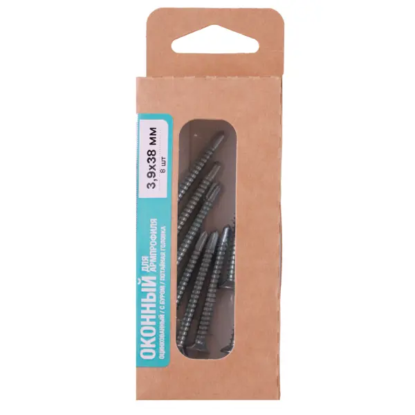 Саморезы оконные крепежные потайные со сверлом 3.9x38 8 шт.