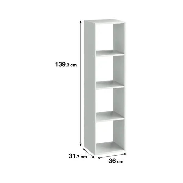 Стеллаж Spaceo KUB 4 секции 36x139.3x31.7 см ЛДСП цвет белый