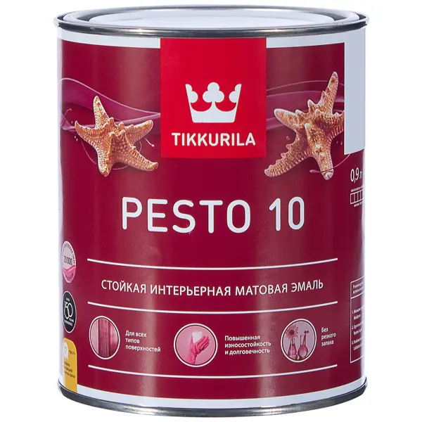 Эмаль Tikkivala Pesto 10 матовая цвет белый 0.9 л