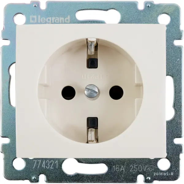 Розетка с заземлением - Legrand Valena - со шторками 16А 250В винтовые зажимы - слоновая кость