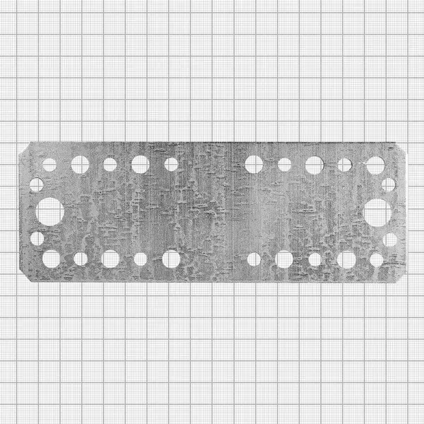 Пластина крепежная КР 180x65x1.8 оцинкованная сталь цвет серебро