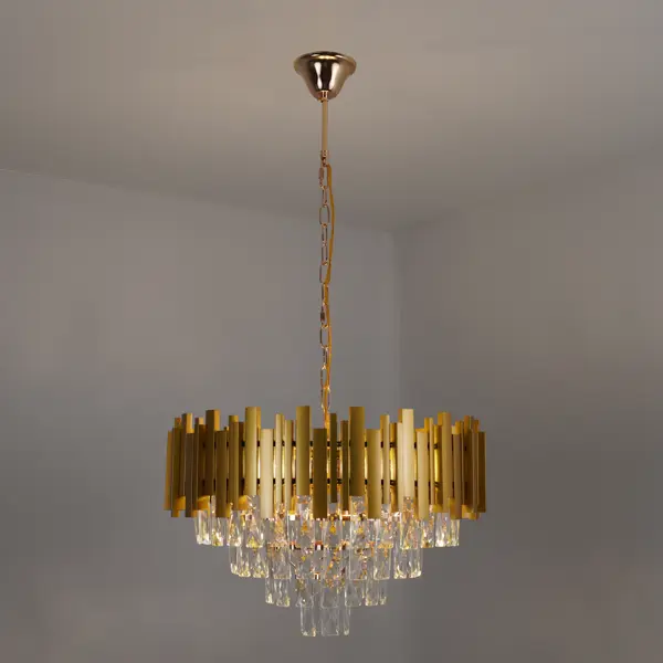 Люстра подвесная Frida 8 ламп 18 м² цвет золото/прозрачный